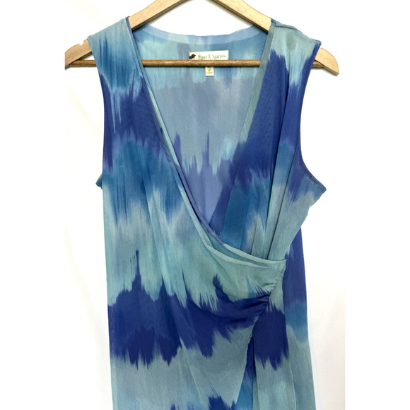 Piper & Sparrow Womens Sleeveless Beachy Wrap Top Size XL Sheer Resort Vaca Casu - Picture 4 of 11